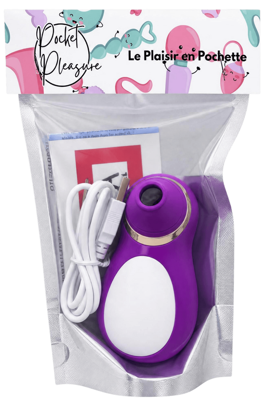 Stimulateur Clitoridien Pingouin à Langue Fuchsia 1 dosette de lubrifiant · Pocket Pleasure · vue 2