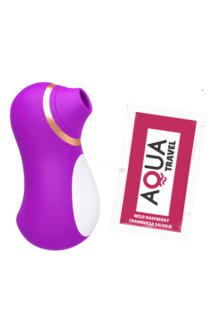 Stimulateur Clitoridien Pingouin à Langue Fuchsia 1 dosette de lubrifiant · Pocket Pleasure · vue 3