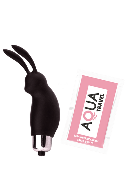Mini Stimulateur Clitoridien Lapin Noir 1 dosette lubrifiant · Pocket Pleasure · vue 3