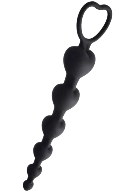 Chapelet Anal Cœur Silicone Noir 1 dosette de lubrifiant · Pocket Pleasure