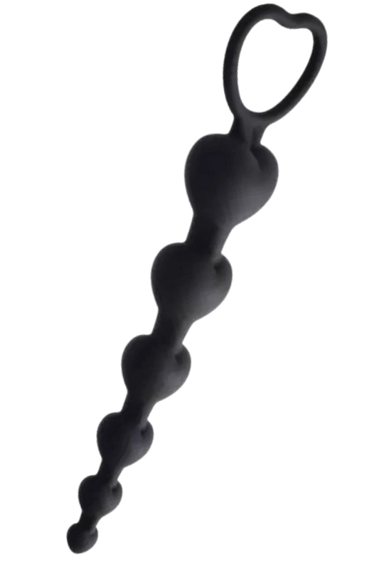 Chapelet Anal Cœur Silicone Noir 1 dosette de lubrifiant · Pocket Pleasure