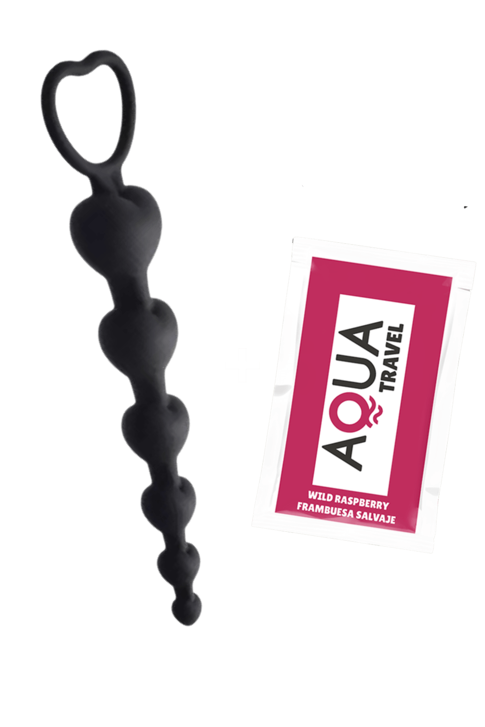 Chapelet Anal Cœur Silicone Noir 1 dosette de lubrifiant · Pocket Pleasure · vue 3