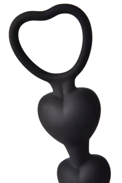 Chapelet Anal Cœur Silicone Noir 1 dosette de lubrifiant · Pocket Pleasure · vue 4