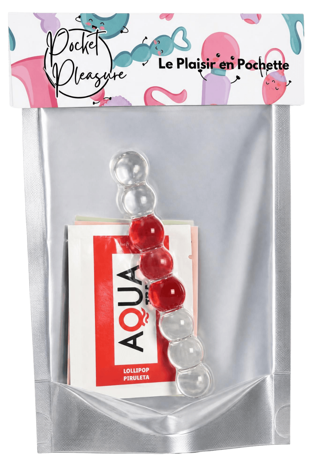 Chapelet Anal en Verre Transparent 1 dosette de lubrifiant · Pocket Pleasure · vue 2