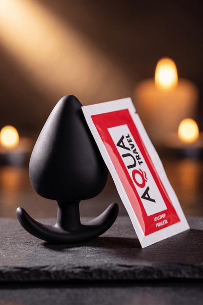 Plug Anal Silicone Noir XS dosette de lubrifiant · Pocket Pleasure · vue 4