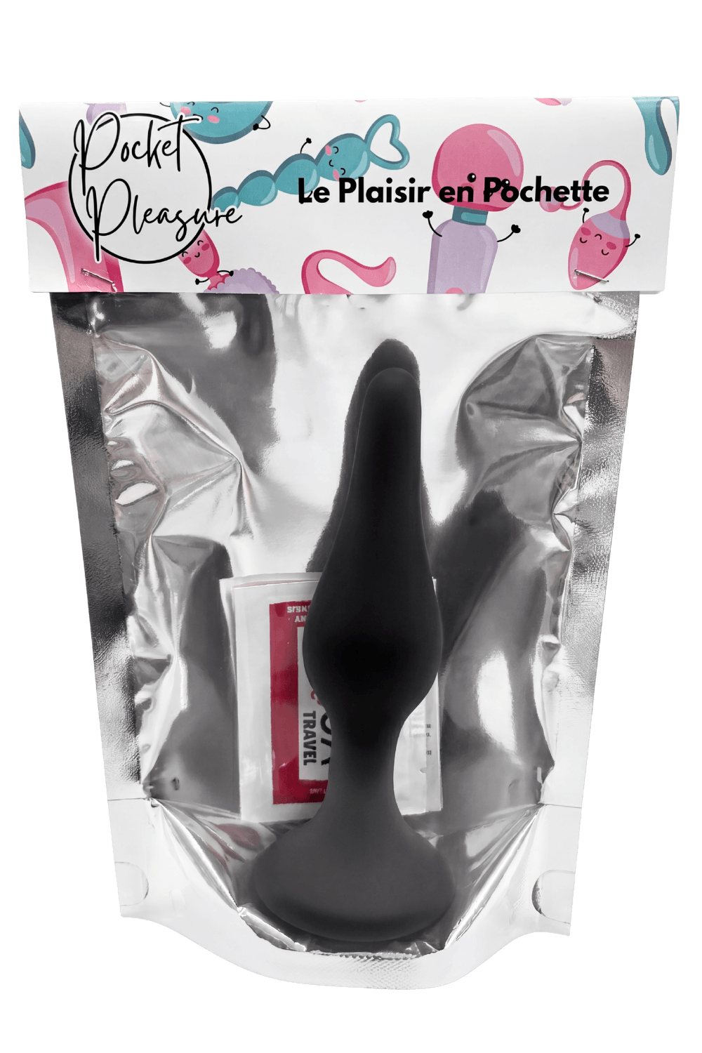 Plug Anal Noir en Silicone XL avec Ventouse Taille XL 15 cm dosette de lubrifiant · Pocket Pleasure · vue 2