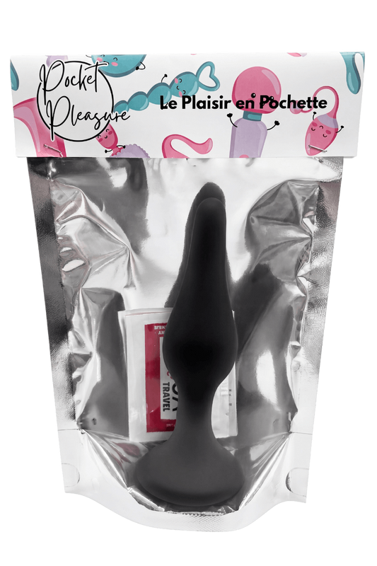 Plug Anal Noir en Silicone XL avec Ventouse Taille XL 15 cm dosette de lubrifiant · Pocket Pleasure · vue 2