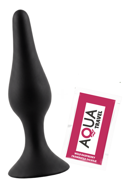 Plug Anal Noir en Silicone XL avec Ventouse Taille XL 15 cm dosette de lubrifiant · Pocket Pleasure · vue 3