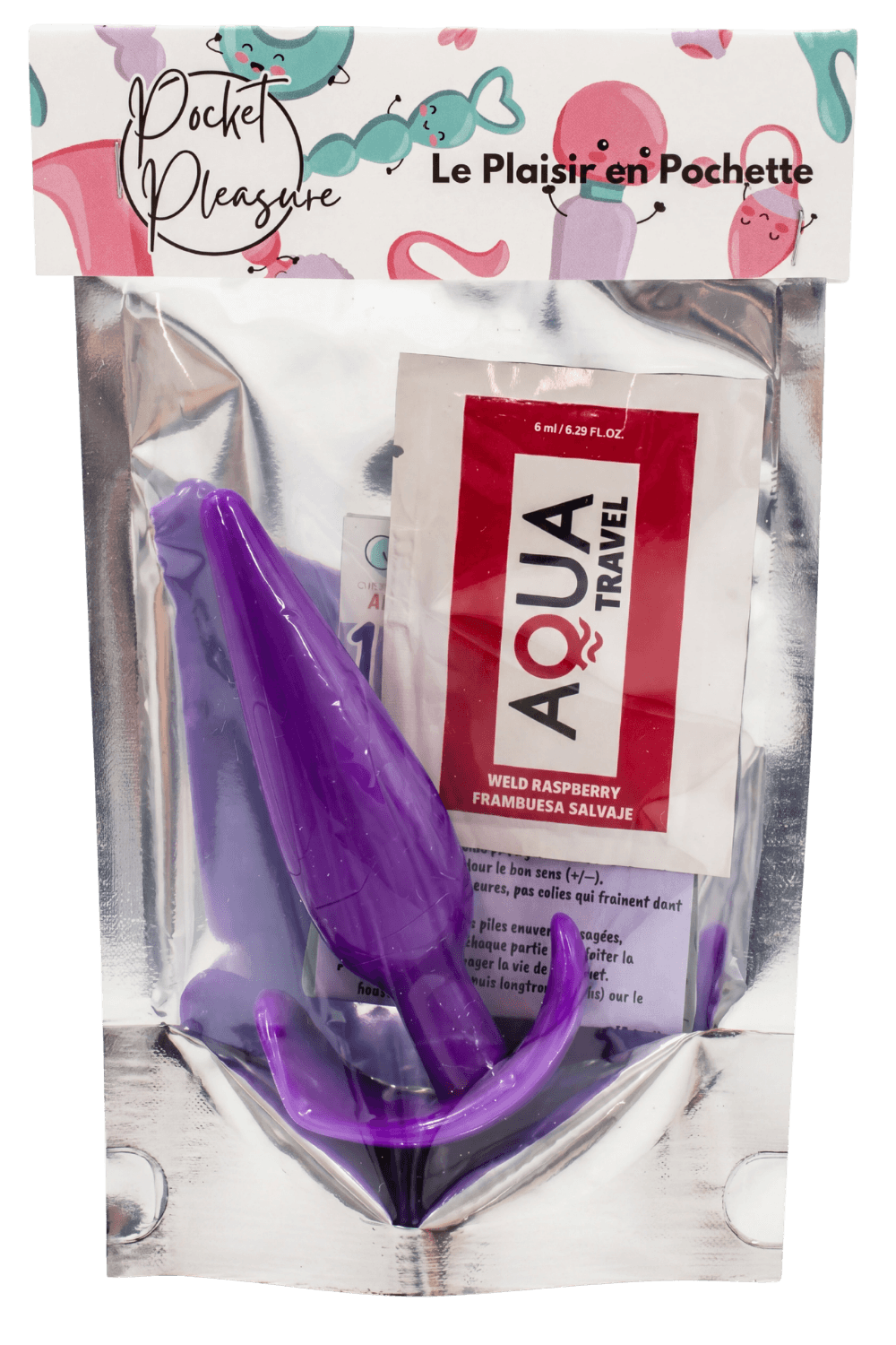 Plug anal violet souple base évasée dosette de lubrifiant · Pocket Pleasure · vue 2