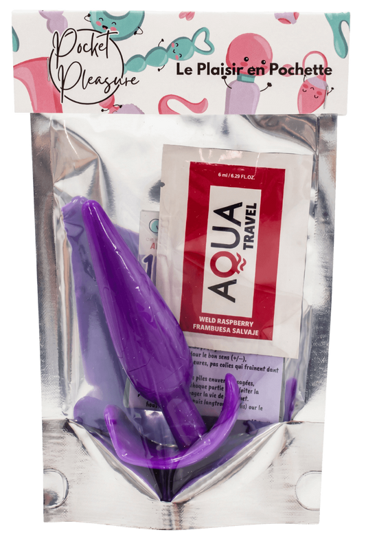Plug anal violet souple base évasée dosette de lubrifiant · Pocket Pleasure · vue 2