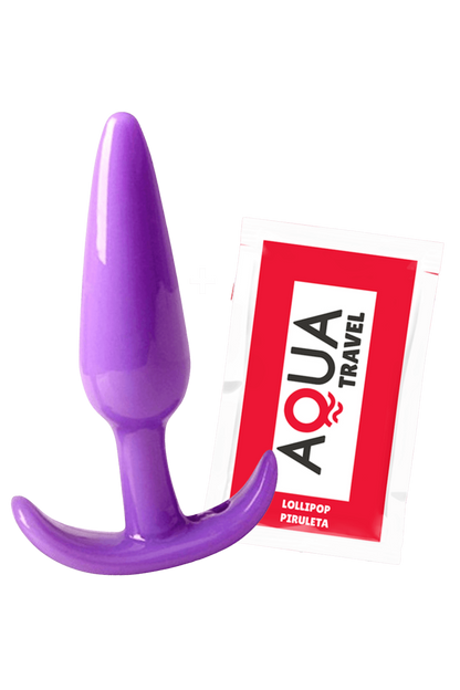 Plug anal violet souple base évasée dosette de lubrifiant · Pocket Pleasure · vue 3