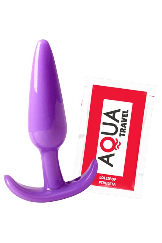 Plug anal violet souple base évasée dosette de lubrifiant · Pocket Pleasure · vue 3