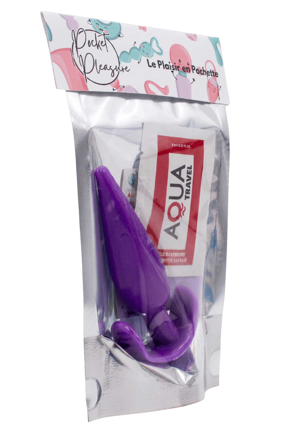 Plug anal violet souple base évasée dosette de lubrifiant · Pocket Pleasure · vue 4