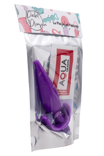 Plug anal violet souple base évasée dosette de lubrifiant · Pocket Pleasure · vue 4