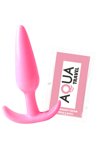 Plug anal rose souple base évasée dosette lubrifiant · Pocket Pleasure · vue 3