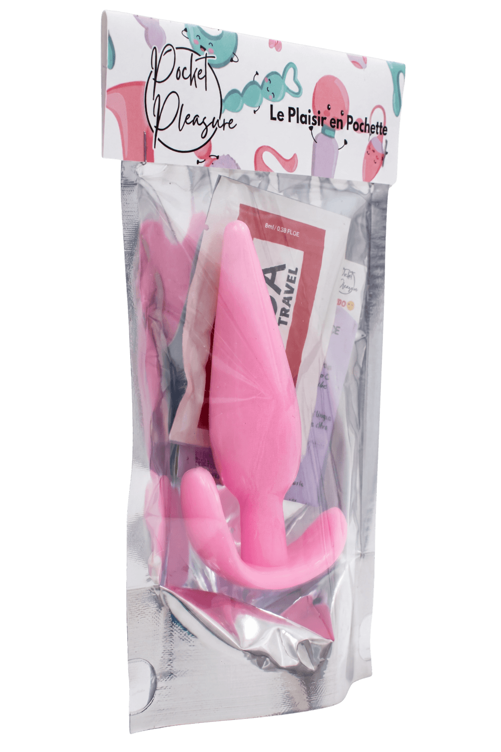 Plug anal rose souple base évasée dosette lubrifiant · Pocket Pleasure · vue 4