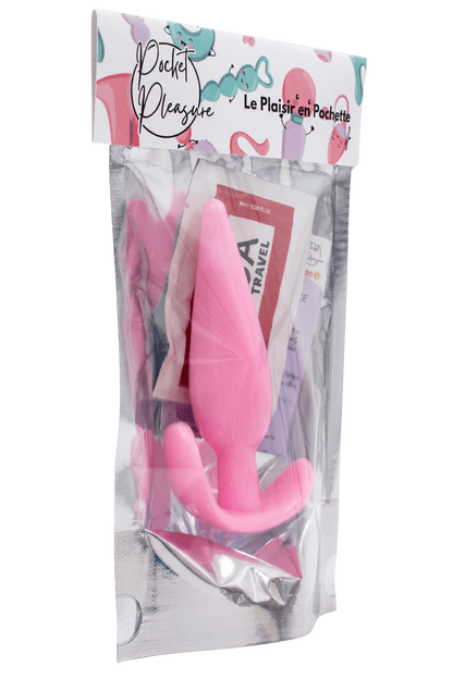Plug anal rose souple base évasée dosette lubrifiant · Pocket Pleasure · vue 4