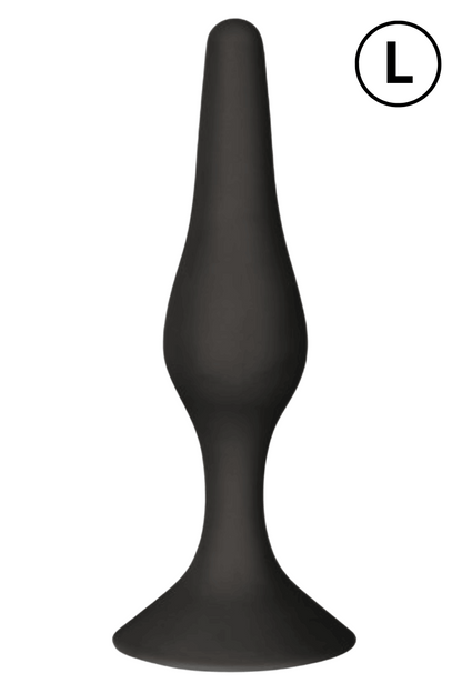 Plug Anal Noir en Silicone L avec Ventouse Taille L 12,7 cm dosette de lubrifiant · Pocket Pleasure