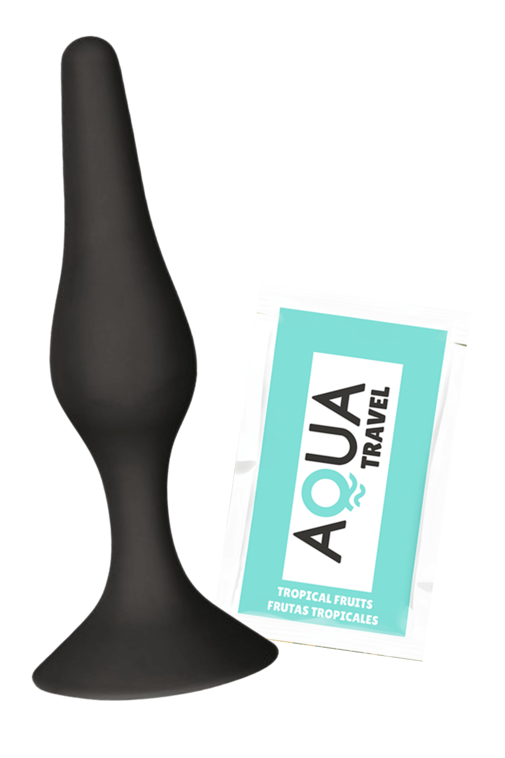 Plug Anal Noir en Silicone L avec Ventouse Taille L 12,7 cm dosette de lubrifiant · Pocket Pleasure · vue 3
