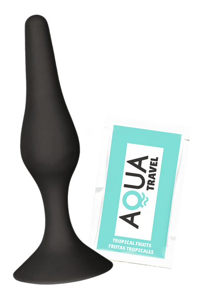 Plug Anal Noir en Silicone L avec Ventouse Taille L 12,7 cm dosette de lubrifiant · Pocket Pleasure · vue 3