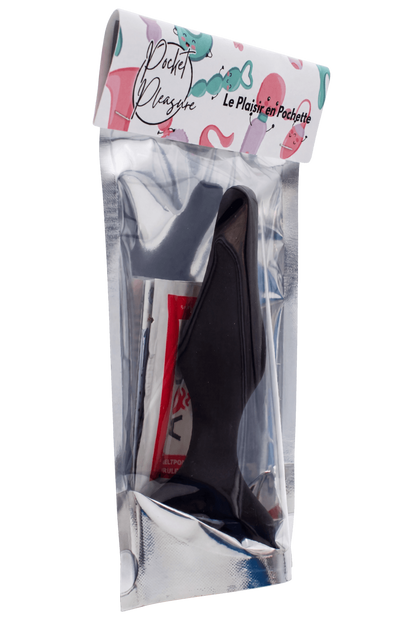 Plug Anal Noir en Silicone L avec Ventouse Taille L 12,7 cm dosette de lubrifiant · Pocket Pleasure · vue 4