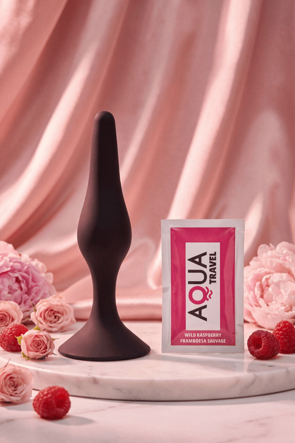 Plug Anal Noir en Silicone L avec Ventouse Taille L 12,7 cm dosette de lubrifiant · Pocket Pleasure · vue 5