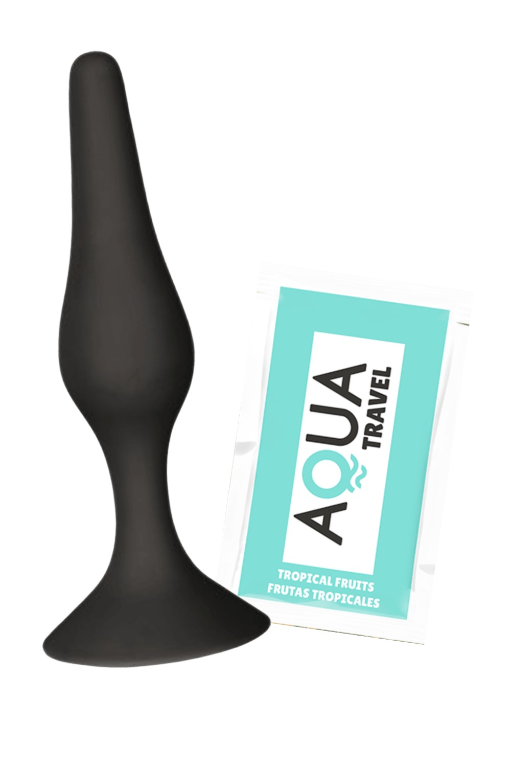 Plug Anal Noir en Silicone M avec Ventouse Taille M 11,3 cm dosette de lubrifiant · Pocket Pleasure · vue 3