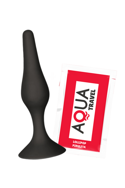 Plug Anal Noir en Silicone S avec Ventouse Taille S 10,5 cm dosette de lubrifiant · Pocket Pleasure · vue 3