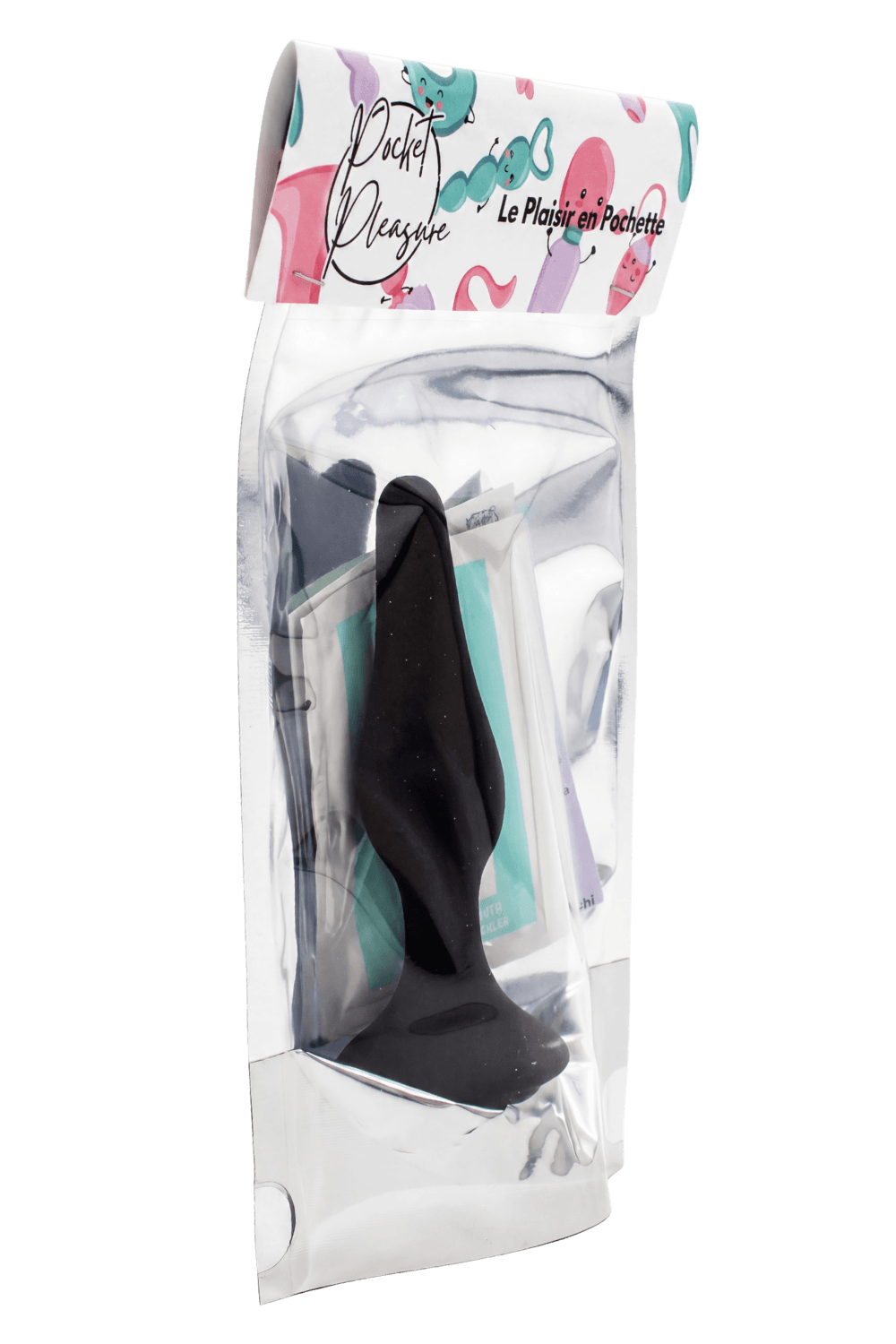 Plug Anal Noir en Silicone S avec Ventouse Taille S 10,5 cm dosette de lubrifiant · Pocket Pleasure · vue 4