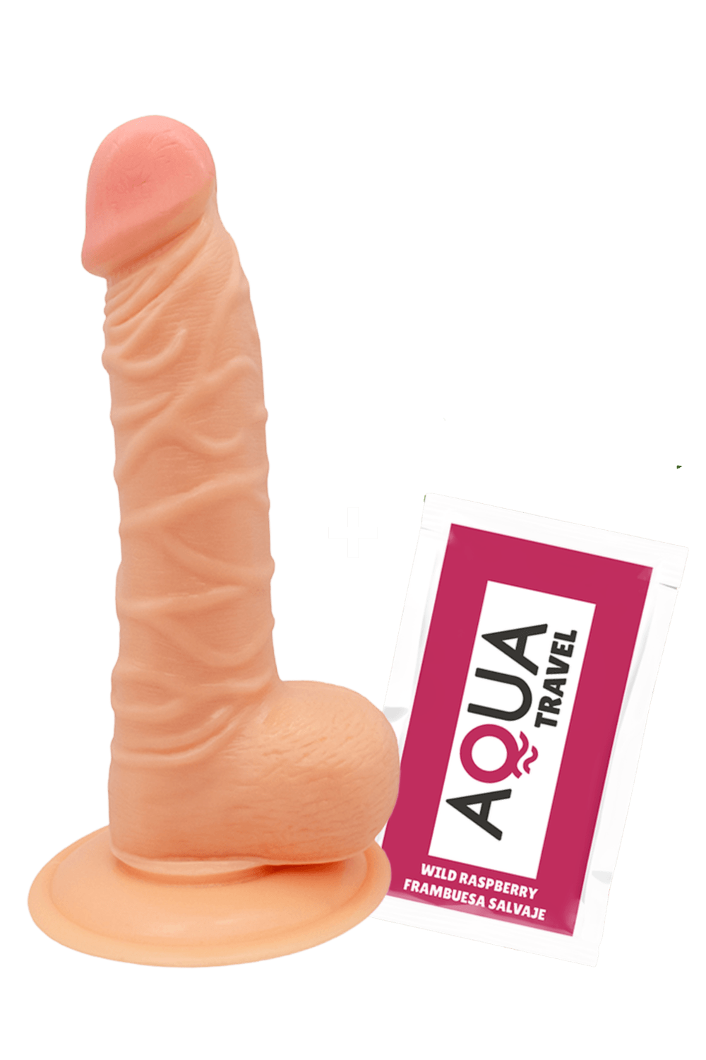 Gode Réaliste Ventouse avec Testicules 1 dosette de lubrifiant · Pocket Pleasure · vue 3