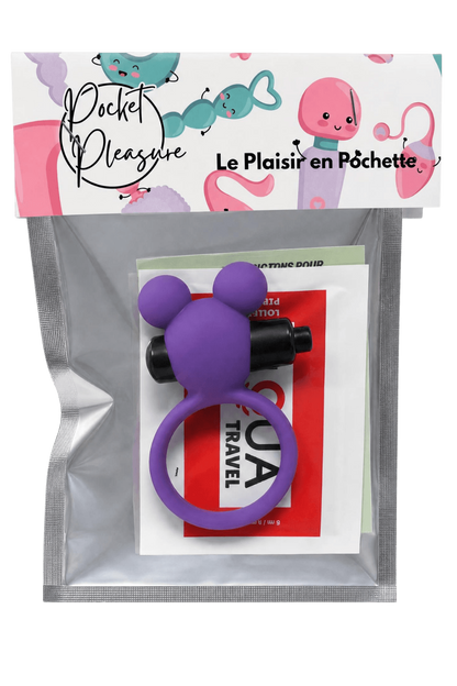 Anneau Vibrant Ourson Violet 1 dosette de lubrifiant · Pocket Pleasure · vue 2