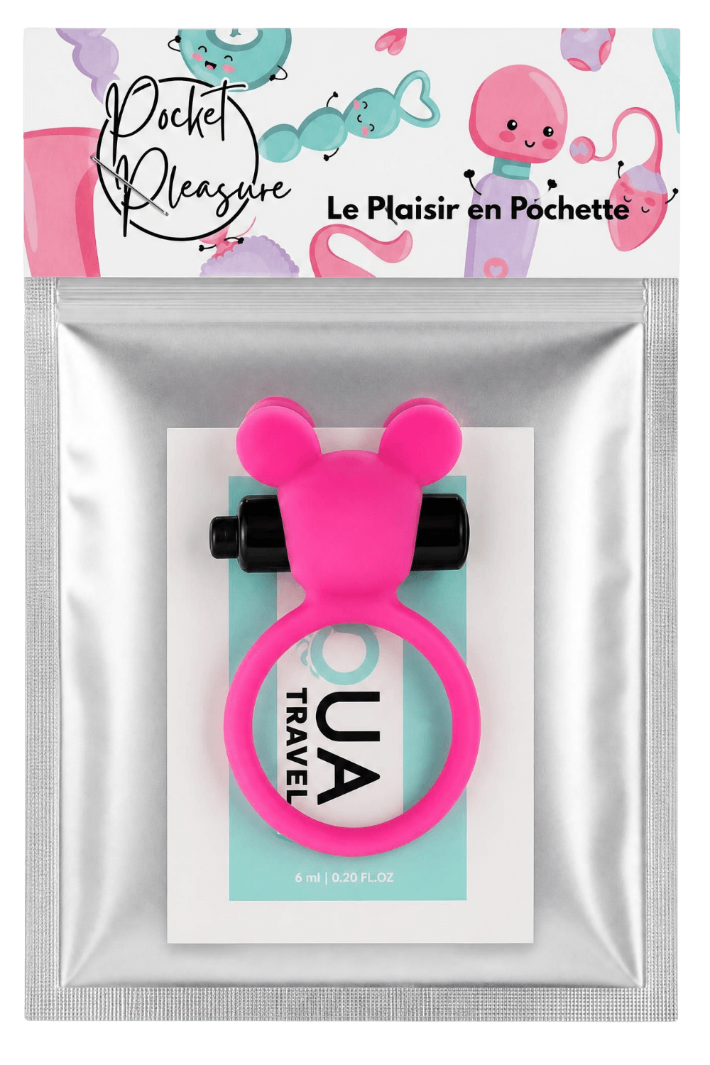 Anneau Vibrant Ourson Rose 1 dosette de lubrifiant · Pocket Pleasure · vue 2