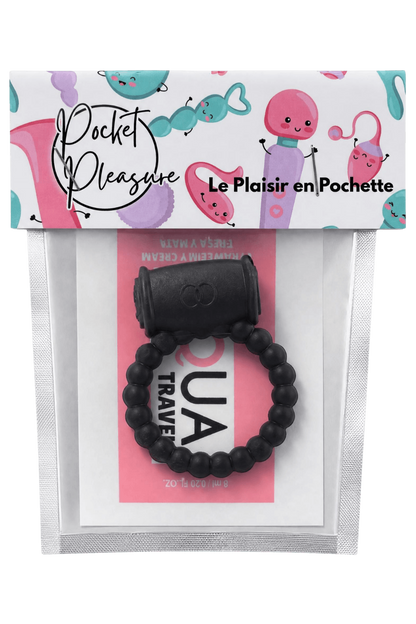 Cockring Vibrant Perlé Noir 1 dosette de lubrifiant · Pocket Pleasure · vue 2