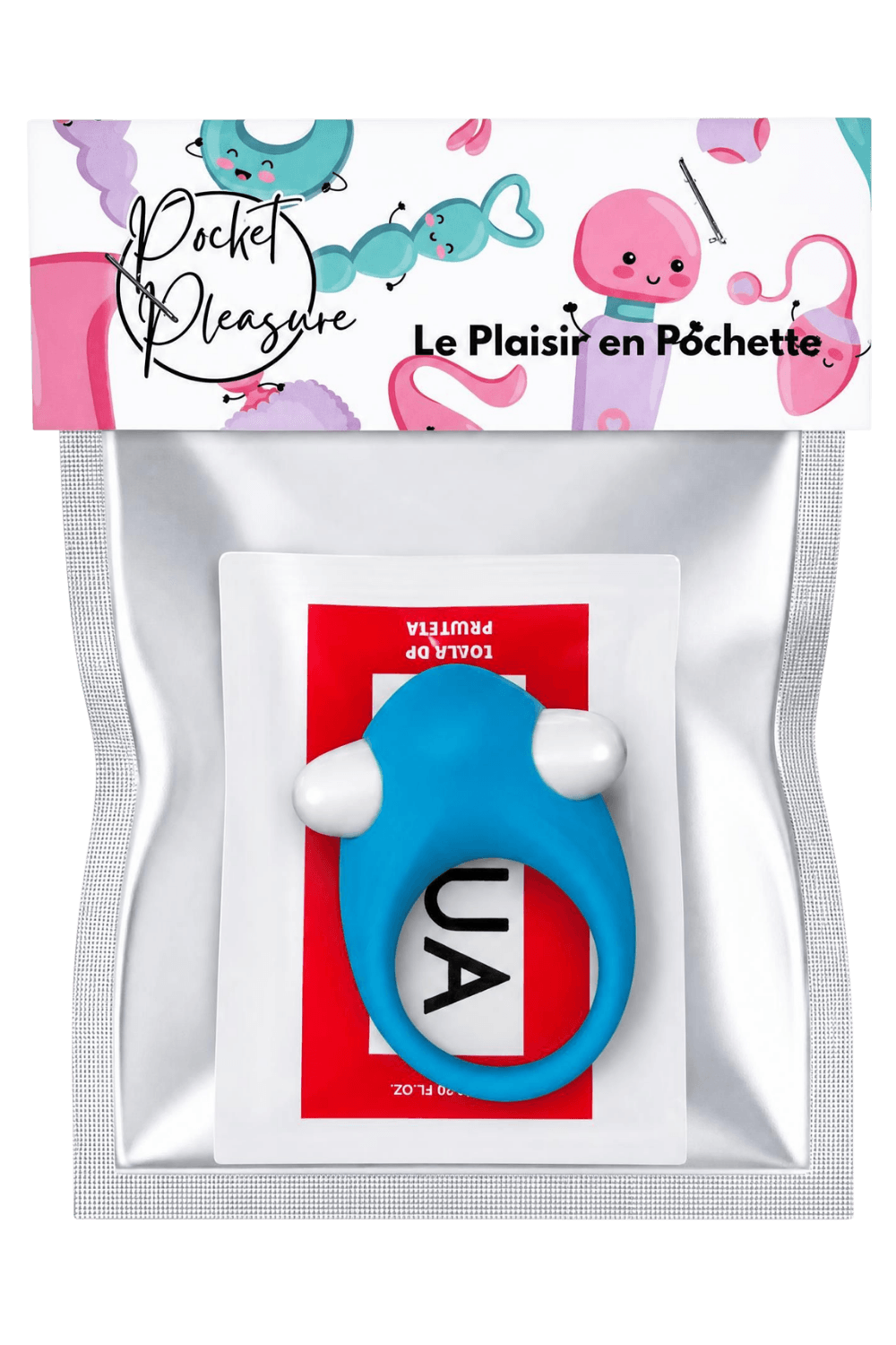 Cockring Vibrant Dauphin Bleu 1 dosette de lubrifiant · Pocket Pleasure · vue 2