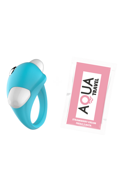 Cockring Vibrant Dauphin Bleu 1 dosette de lubrifiant · Pocket Pleasure · vue 3