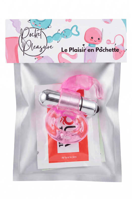 Anneau Vibrant Lapin Rose 1 dosette lubrifiant · Pocket Pleasure · vue 2