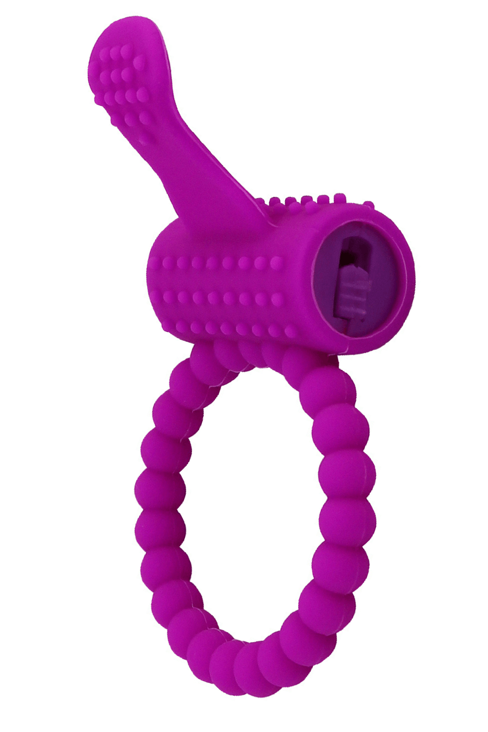 Anneau violet vibrant silicone avec langue picot dosette de lubrifiant · Pocket Pleasure