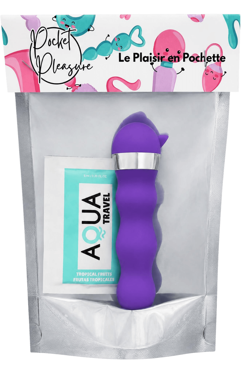 Mini Vibromasseur violet ondulés dosette de lubrifiant · Pocket Pleasure · vue 2