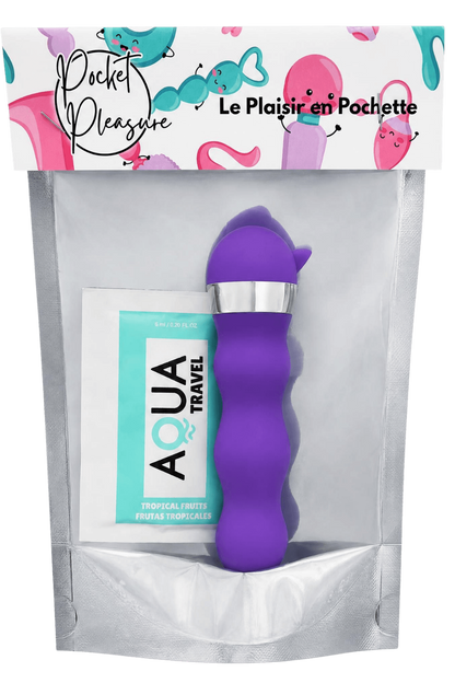 Mini Vibromasseur violet ondulés dosette de lubrifiant · Pocket Pleasure · vue 2
