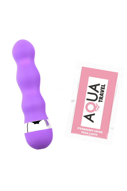 Mini Vibromasseur violet ondulés dosette de lubrifiant · Pocket Pleasure · vue 3