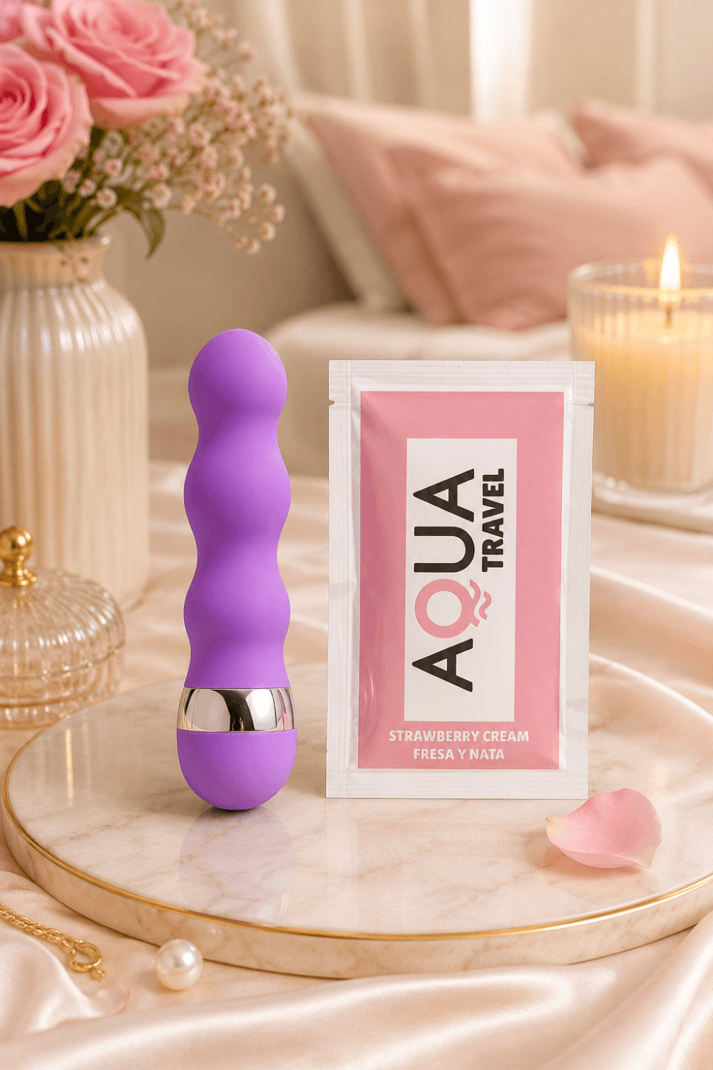 Mini Vibromasseur violet ondulés dosette de lubrifiant · Pocket Pleasure · vue 5