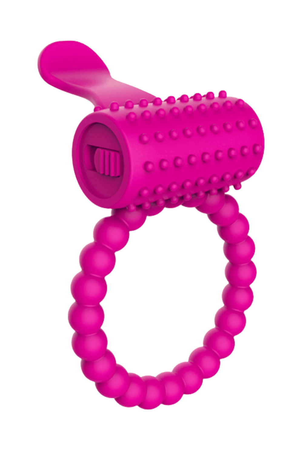 Anneau rose vibrant silicone avec langue picot dosette de lubrifiant · Pocket Pleasure