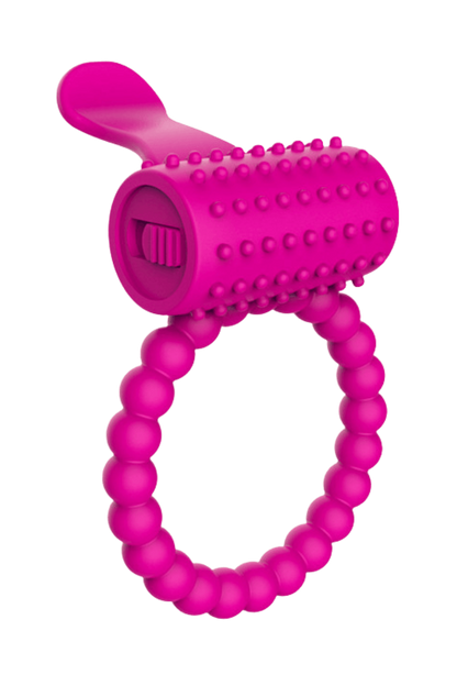 Anneau rose vibrant silicone avec langue picot dosette de lubrifiant · Pocket Pleasure