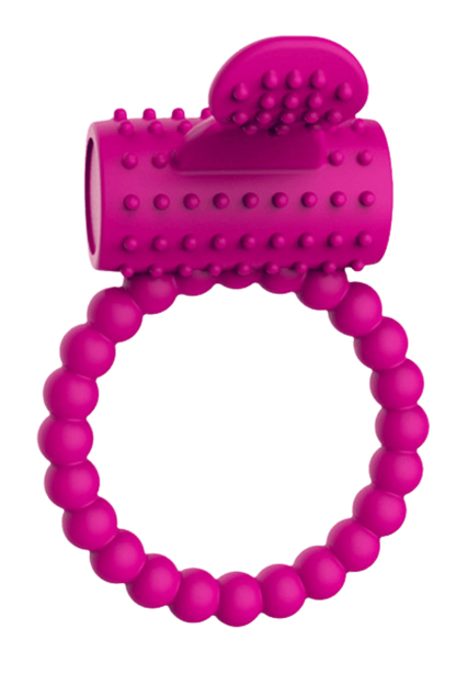 Anneau rose vibrant silicone avec langue picot dosette de lubrifiant · Pocket Pleasure · vue 5