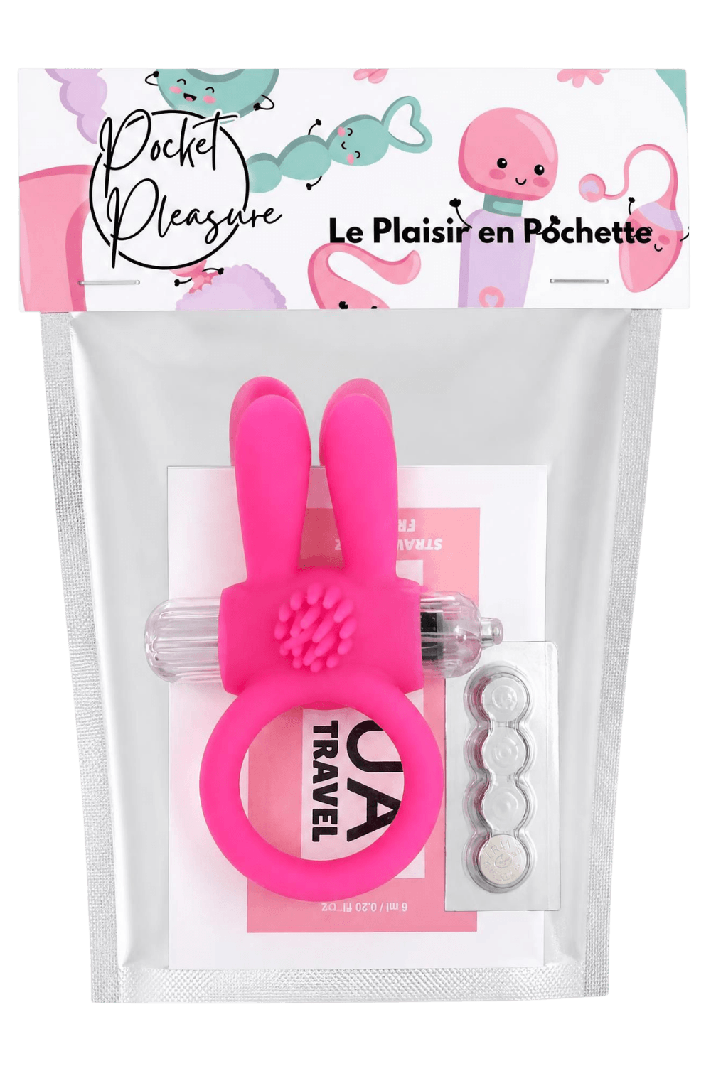 Anneau Vibrant Rabbit Rose Silicone 1 dosette de lubrifiant · Pocket Pleasure · vue 2
