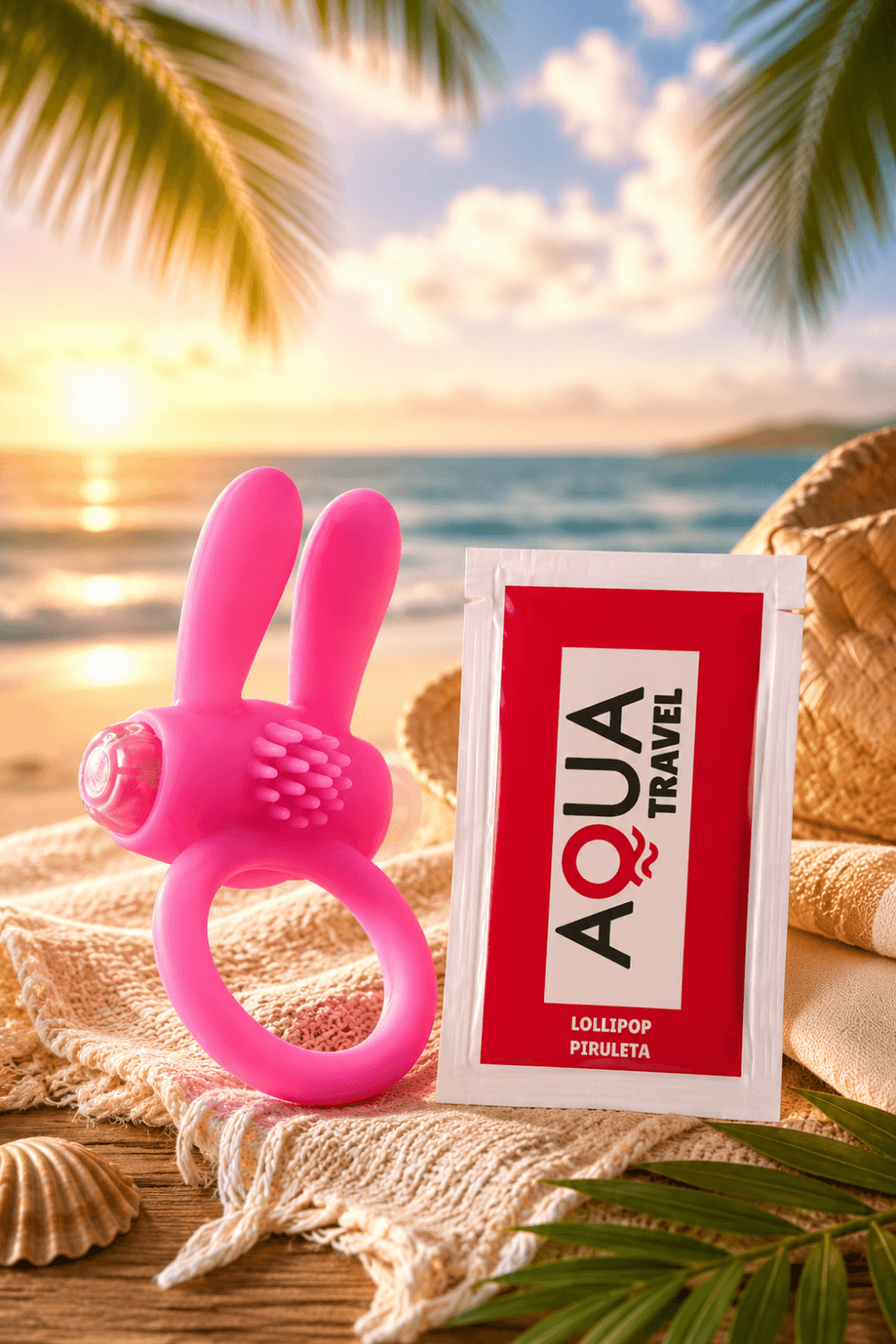 Anneau Vibrant Rabbit Rose Silicone 1 dosette de lubrifiant · Pocket Pleasure · vue 5