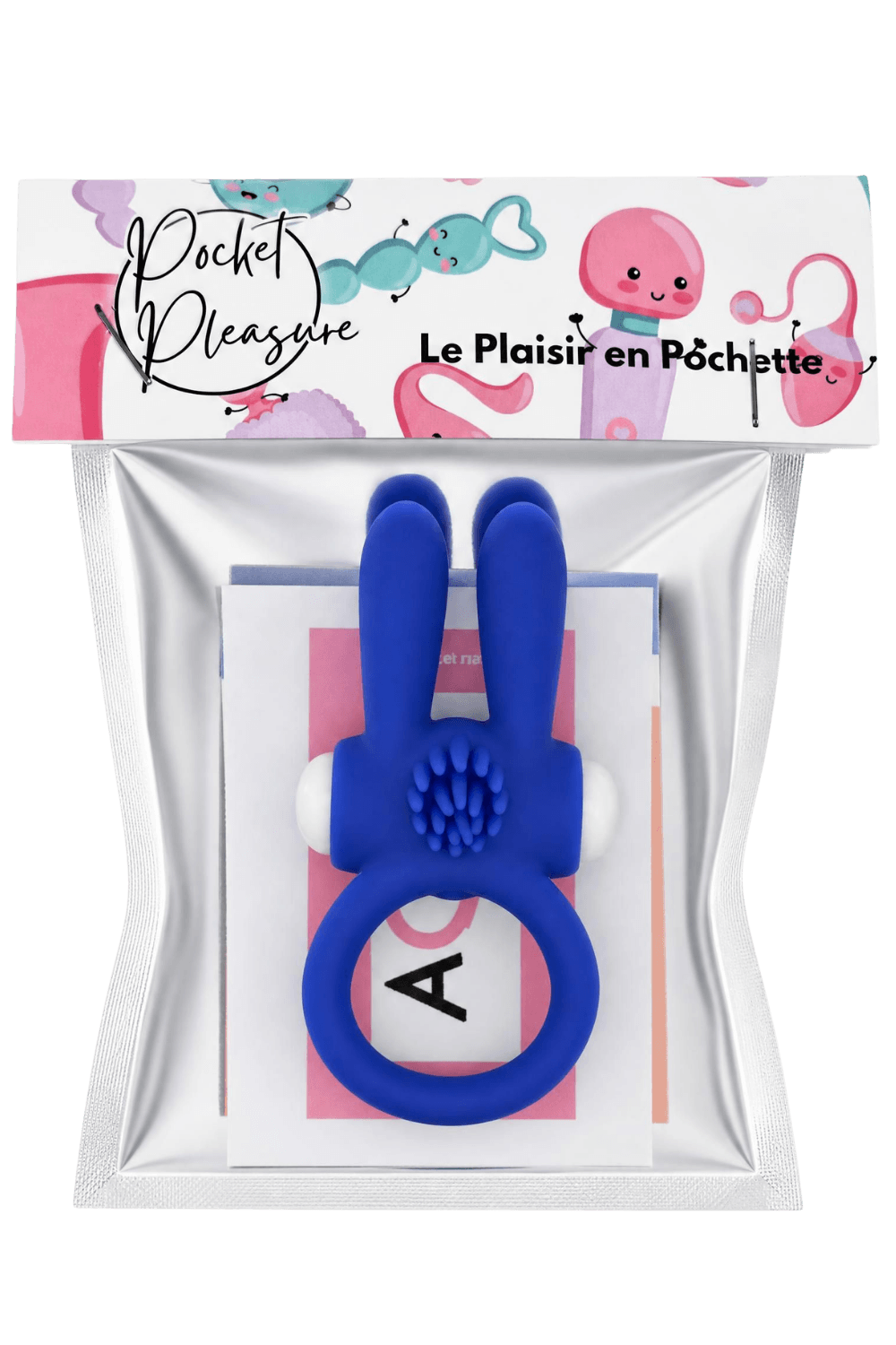 Anneau Vibrant Rabbit Bleu Silicone 1 dosette de lubrifiant · Pocket Pleasure · vue 2
