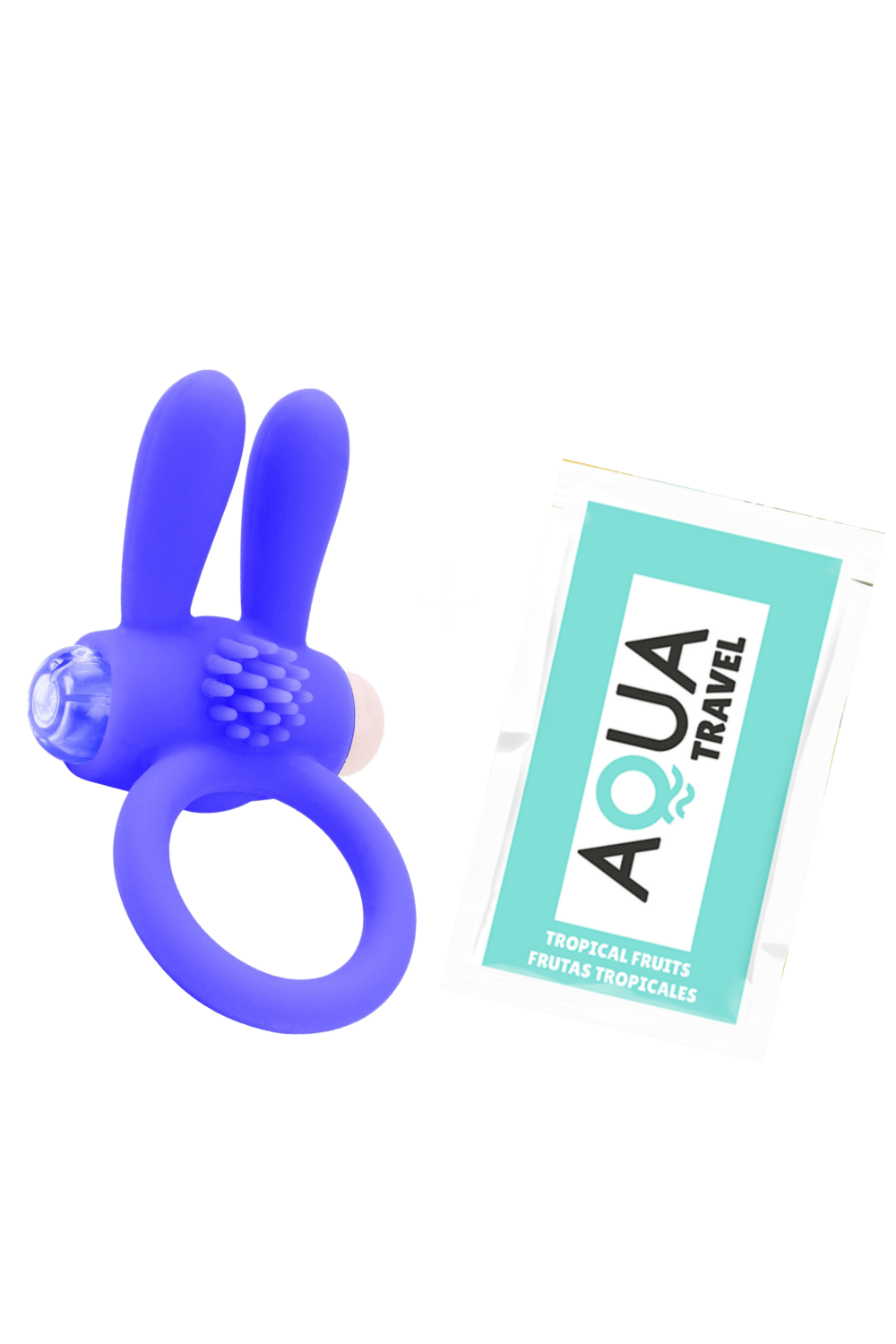 Anneau Vibrant Rabbit Bleu Silicone 1 dosette de lubrifiant · Pocket Pleasure · vue 3