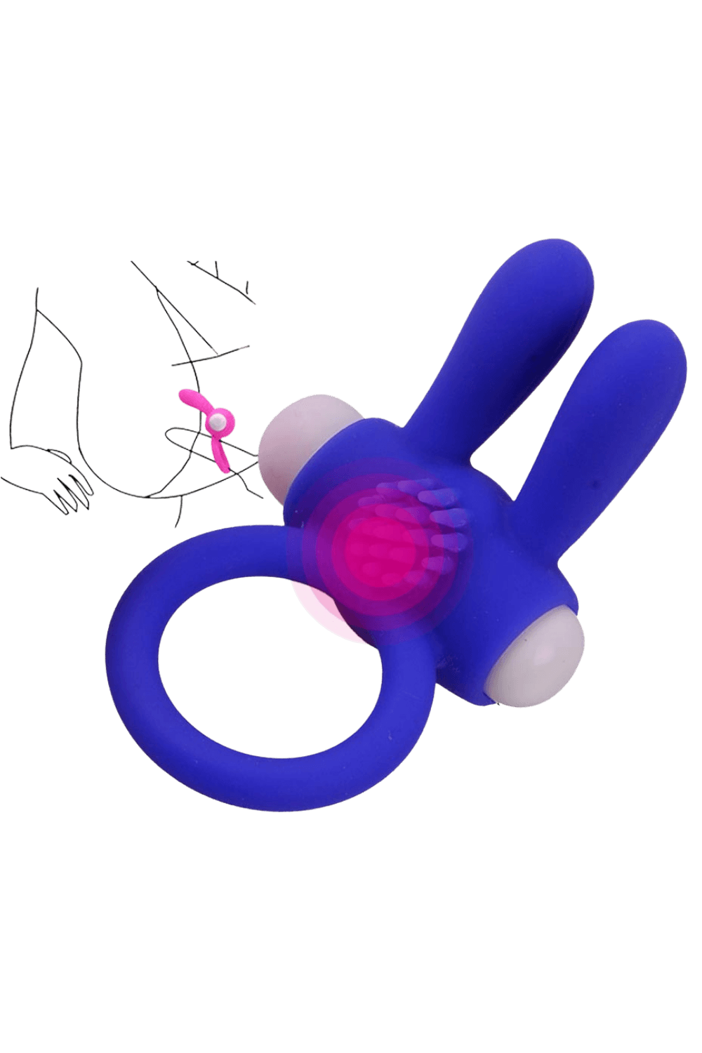 Anneau Vibrant Rabbit Bleu Silicone 1 dosette de lubrifiant · Pocket Pleasure · vue 4