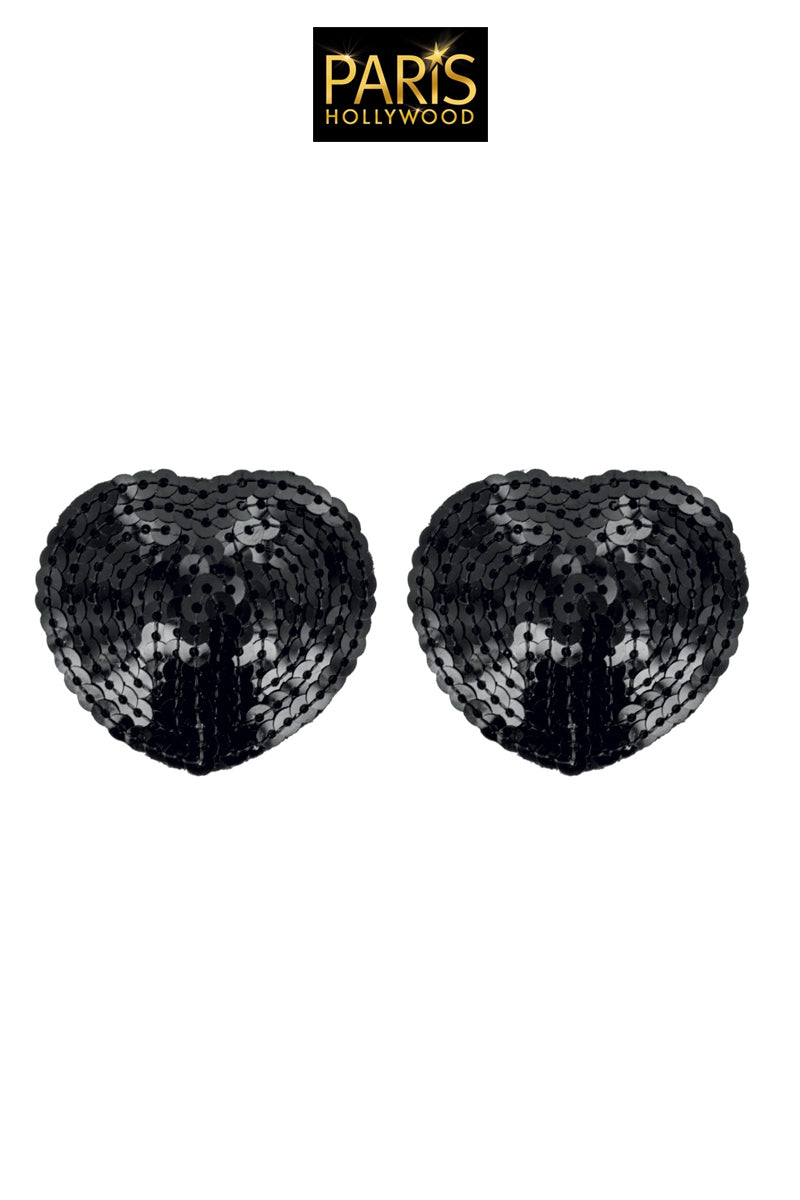 Cache-tétons adhésifs pétale sequins noirs Paris Hollywood